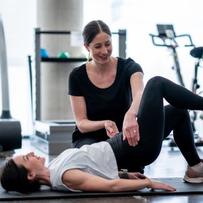 Physiotherapist guiding pelvic floor exercises in Ghatkopar